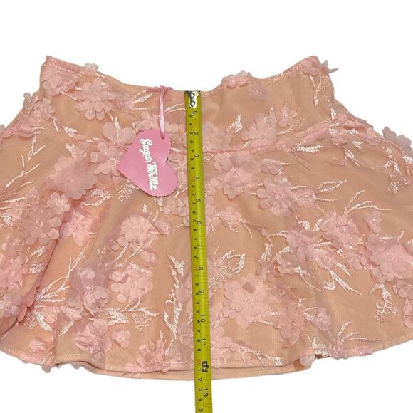 Dolls Kill Sugar Thrillz Pink Mini Skirt Floral S - Picture 4 of 6